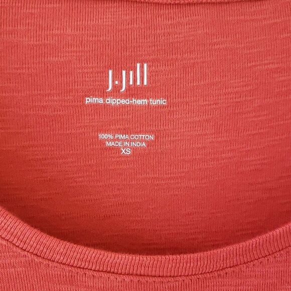 J. Jill Pima Cotton Dipped-Hem Tunic Red Seamed Border Women XS Extra Small - Picture 8 of 8